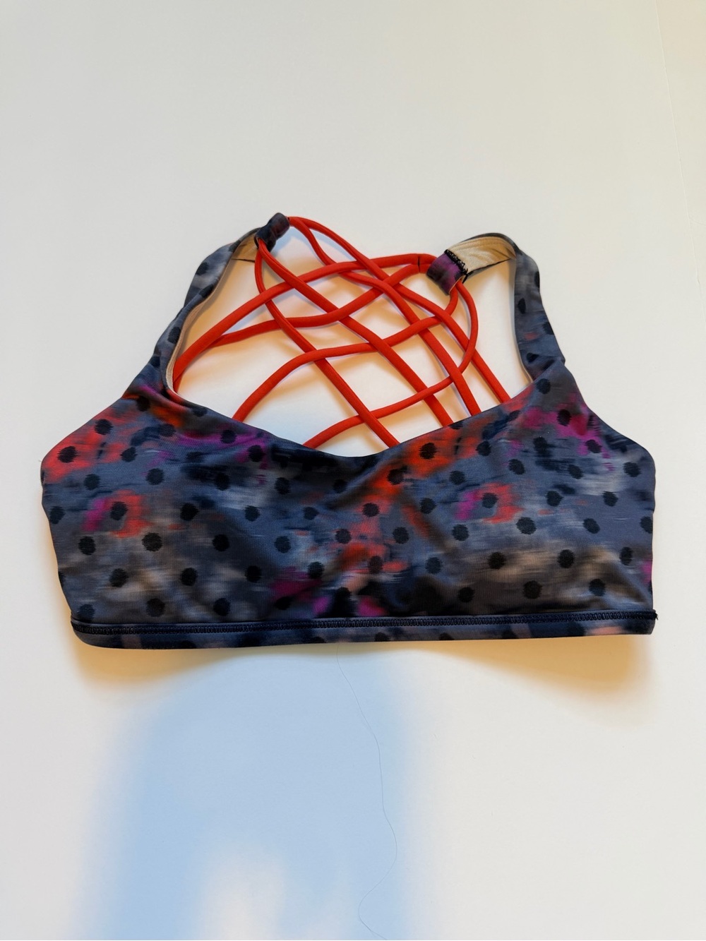 lululemon athletica Multicolor Printed Sports Bra with Red Strappy Back